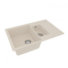 Кухонная мойка Lemark RAMZA 760 врезная прямоугольная с доп.чашей и крылом из кварцгранита цвет: Шампань  (9910042)