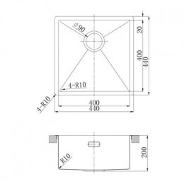 Кухонная мойка Lemark OLANGA 440 прямоугольная из нержавеющей стали цвет: светлое золото (9938122)