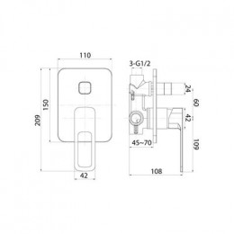 Встраиваемый смеситель с двумя выходами черный IDDIS Slide (SLIBL00i67)