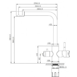 Смеситель для кухни ESKO R-излив, с подключением к фильтру (K24)