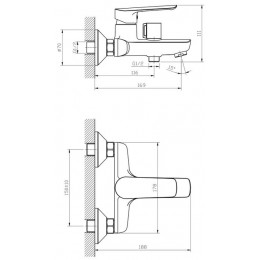 Смеситель ESKO "Lagos White" для ванны, короткий излив, c аксессуарами (LG54W)