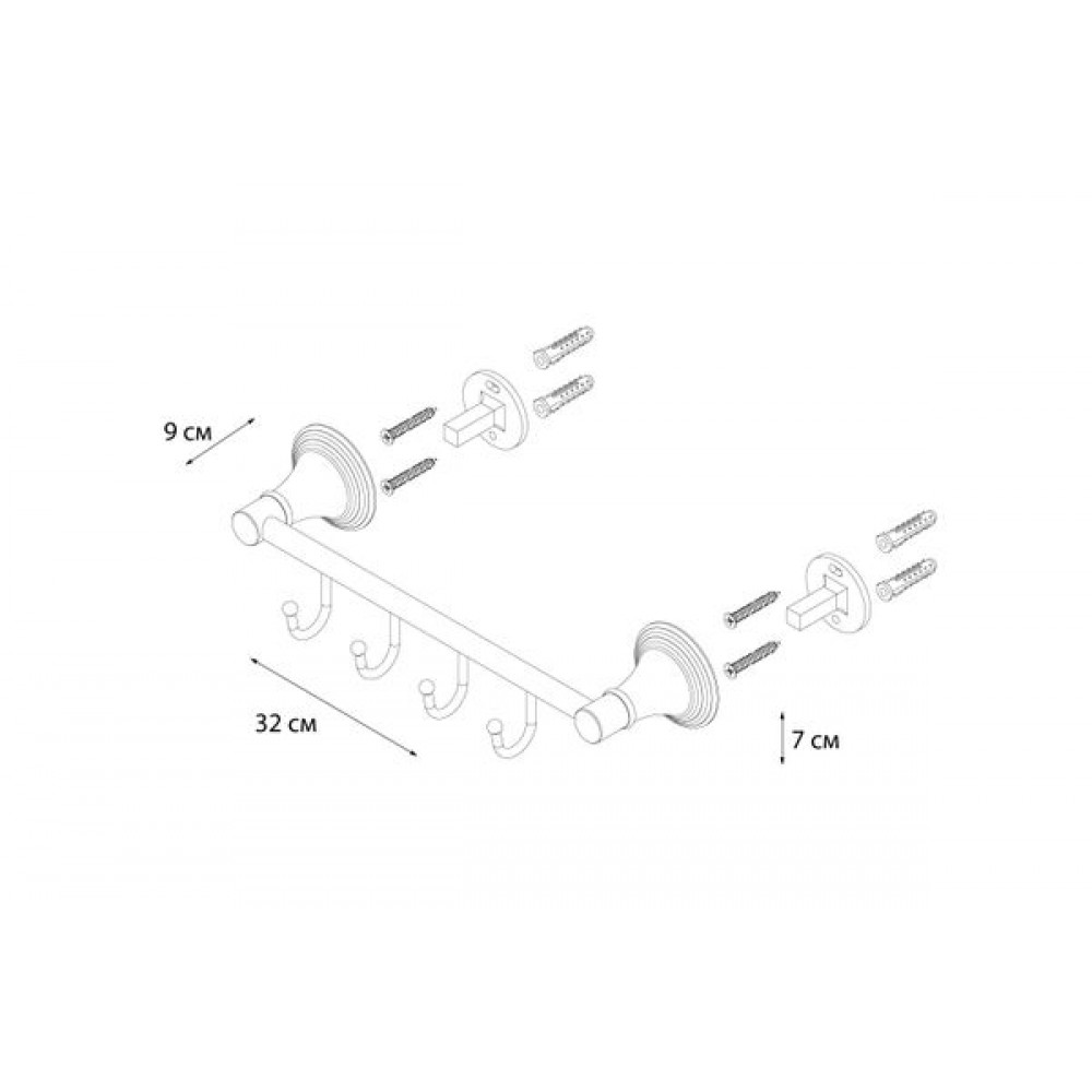 Планка FIXSEN Luksor 4 крючка (FX-71605-4B)