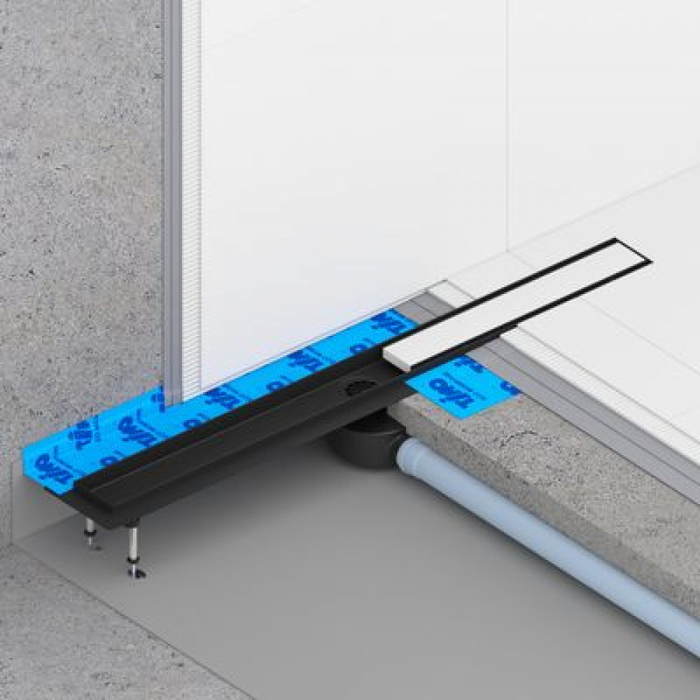 Душевой лоток TIMO Drain System 900 с двусторонней панелью "plate" под плитку, Чёрный (DS230209/03)