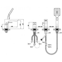 Смеситель ESKO «Samara» на борт ванны на 3 отверстия (SMR355)