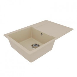 Кухонная мойка Lemark IMANDRA 760 врезная прямоугольная с крылом из кварцгранита цвет: Бежевый (9910026)