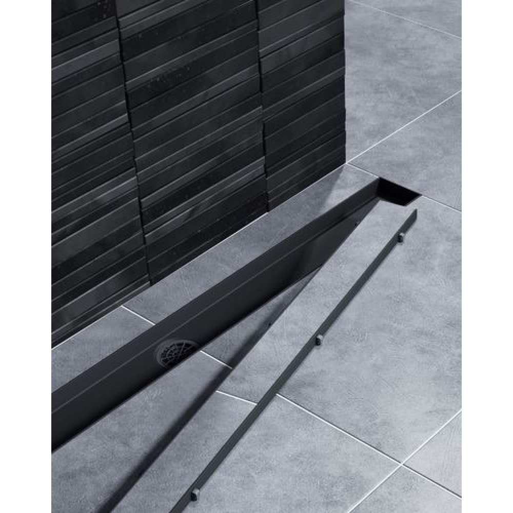 Душевой лоток TIMO Drain System 900 с двусторонней панелью "plate" под плитку, Чёрный (DS230209/03)