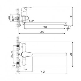 Смеситель для ванны IDDIS Zodiac с длинным изливом с керамическим дивертором (ZODSBL2i10)