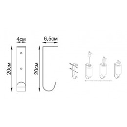 Держатель для дозатора с крючком, черный, Fixsen Practica (FX-800A)