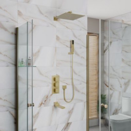 Душевая система для ванны и душа DK встраиваемая термостатическая с изливом матовое золото Bayern.Liszt (DA2515607A04)