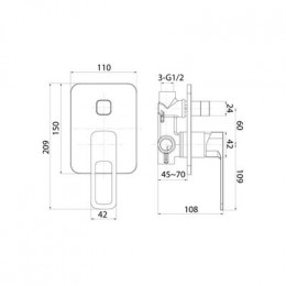 Встраиваемый смеситель с двумя выходами IDDIS Slide (SLISB00i67)