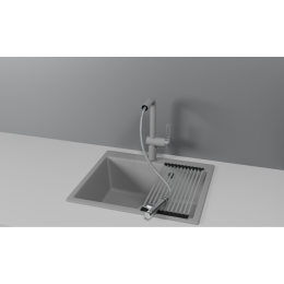 Смеситель для кухни GRANULA с выдвижным изливом и подключением к фильтру (8169, АЛЮМИНИУМ)