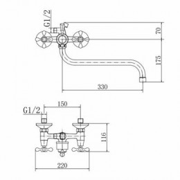 Смеситель для ванны и душа FASHUN хром (A2208)