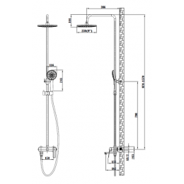 Душевая система со смесителем, ESKO (ST300GRAPHITE)