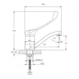 Смеситель для кухни с хирургической ручкой Haiba (HB4554-2)