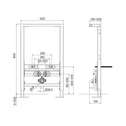 Инсталляция рамная для подвесного биде, универсальная, Profix, IDDIS (PROB000i32)