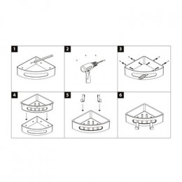 Полка для душа угловая Lemark SHELF LINE из нерж. стали с крючками, хром/вставка-пластик графит (9771046)