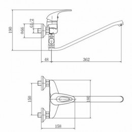Смеситель для ванны и душа FASHUN хром (A2103)