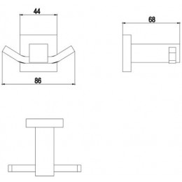 Крючок двойной Timo Selene (17012/17) золото матовое