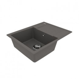 Кухонная мойка Lemark IMANDRA 640 врезная прямоугольная с крылом из кварцгранита цвет: Серый шёлк (9910023)