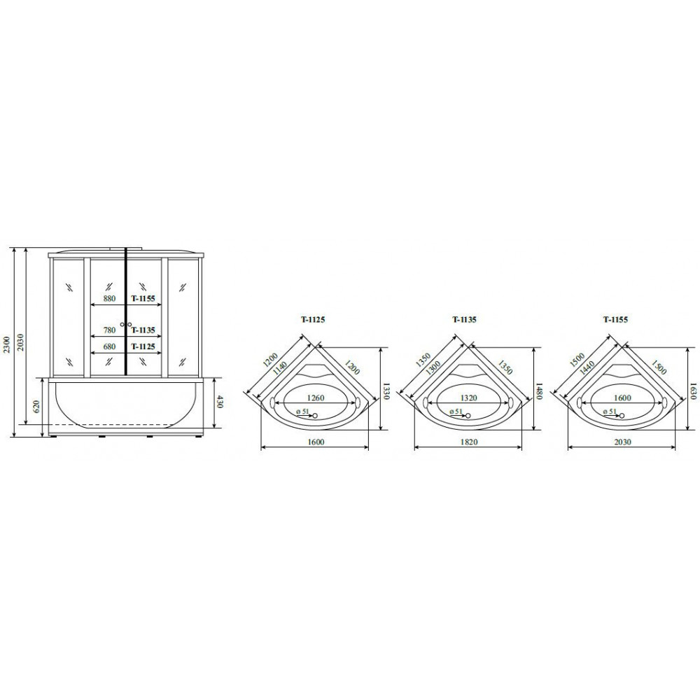 Душевая кабина Timo Standart Silver F 125*125*220  (T-6625SF)