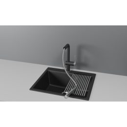 Смеситель для кухни GRANULA с выдвижным изливом и подключением к фильтру (8169, ЧЕРНЫЙ)