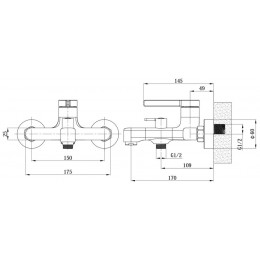 Смеситель ESKO "Sochi Gold" для ванны, с аксессуарами (SC54Gold)