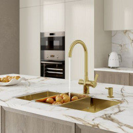 Смеситель для кухни с каналом для фильтрованной воды, матовое золото, Pure, IDDIS (PURMGFJi05)
