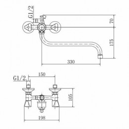 Смеситель для ванны и душа FASHUN хром (A2211)