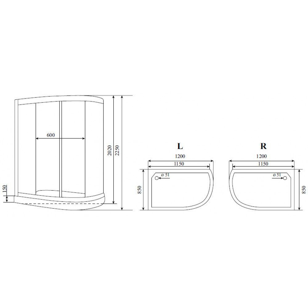 Душевая кабина Timo Comfort Fabric Glass 120*85*220  (T-8802LF)