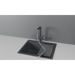 Смеситель для кухни GRANULA с выдвижным изливом и подключением к фильтру (8170, ГРАФИТ)