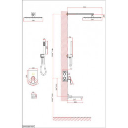 Душевая система для ванны и душа DK встраиваемая с изливом матовое золото Bayern.Liszt (DA1515607A04)