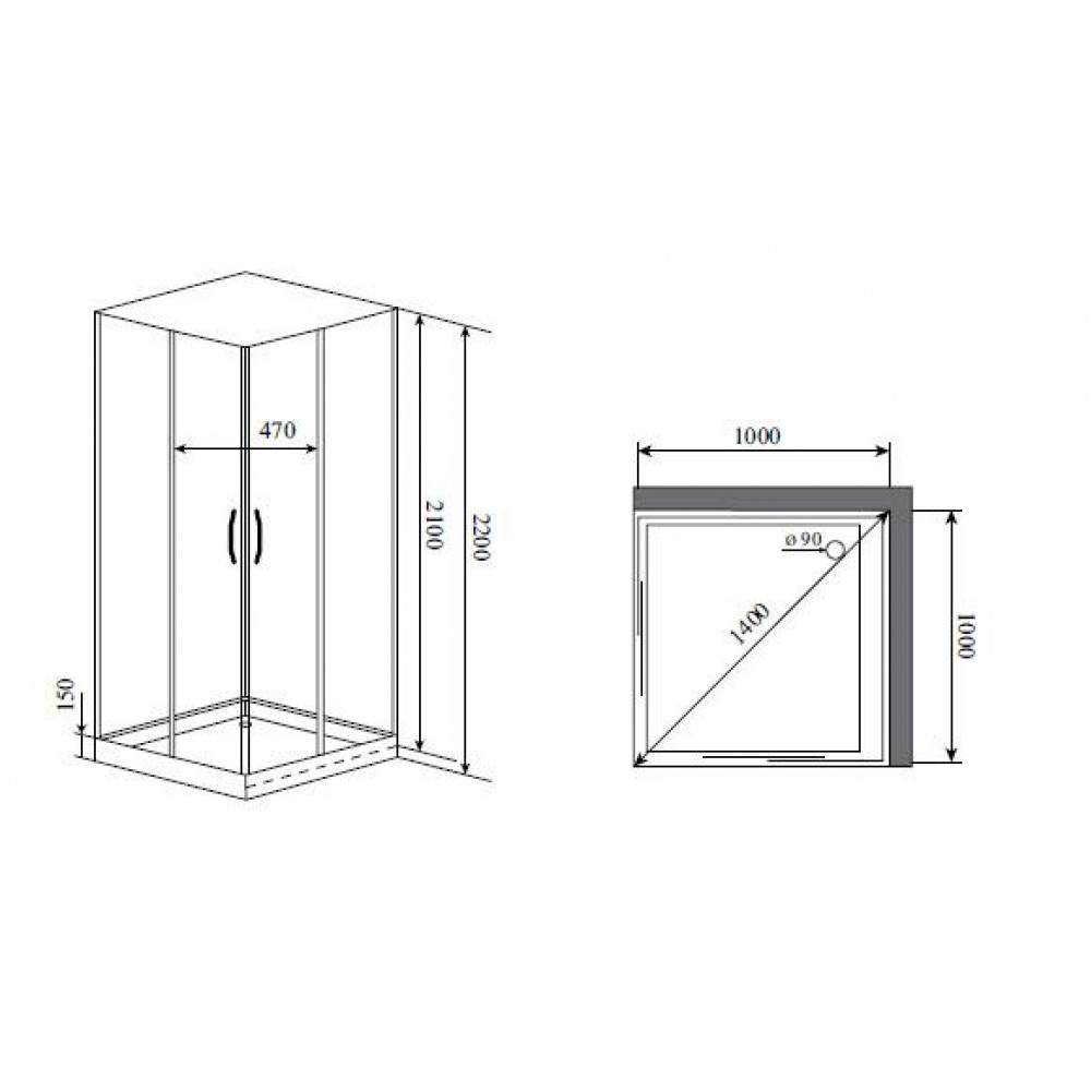 Душевая кабина Timo Premium NURA 100*100*220  (H-516)