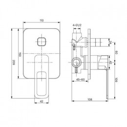 Встраиваемый смеситель с двумя выходами IDDIS Slide (SLISB00i67)