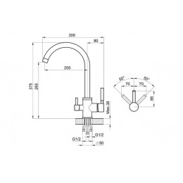 Смеситель для кухни GRANULA (2168, ГРАФИТ)