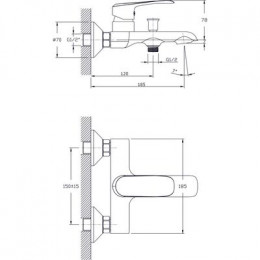 Смеситель для ванны с коротким изливом  RUSH Gozo (GZ3735-44)