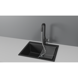 Смеситель для кухни GRANULA с выдвижным изливом и подключением к фильтру (8171, ШВАРЦ)