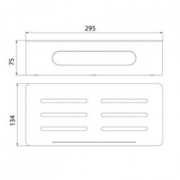 Полка для душа прямая Lemark SHELF LINE из нерж. стали с крючками, графит/вставка-пластик графит (9776045)