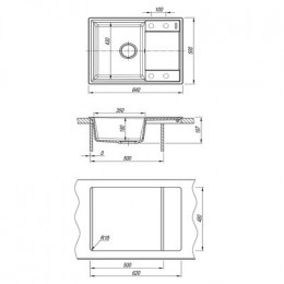 Кухонная мойка Lemark IMANDRA 640 врезная прямоугольная с крылом из кварцгранита цвет: Жасмин  (9910022)