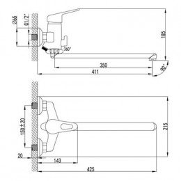 Смеситель для ванны Lemark Luna (LM4151C)