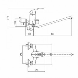 Смеситель для ванны и душа FASHUN хром (A2203)