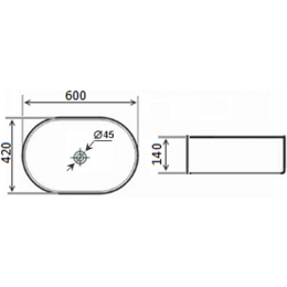 Раковина накладная Timo KULO (TK-405)