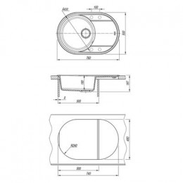 Кухонная мойка Lemark LACHA 760 врезная овальная с крылом из кварцгранита цвет: Шампань  (9910060)