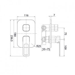 Встраиваемый смеситель с тремя выходами, Slide, IDDIS (SLISB00i68)