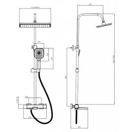 Душевая система с термостатом, ESKO Black (STT3054Black)