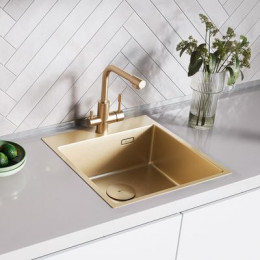 Кухонная мойка Lemark JANGA 490 прямоугольная из нержавеющей стали цвет: светлое золото (9938106)