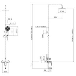 Душевая система, графит, FASHUN (A52419-17)