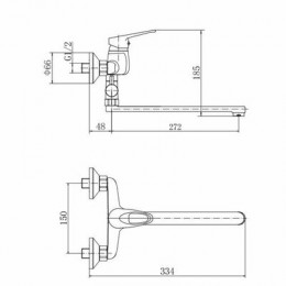 Смеситель для ванны и душа FASHUN хром (A2113)