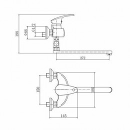 Смеситель для ванны и душа FASHUN хром (A2121)