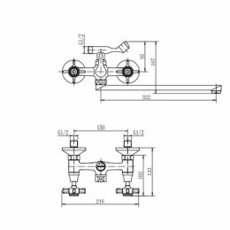 Смеситель для ванны и душа FASHUN хром (A2224)