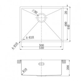 Кухонная мойка Lemark OLANGA 540 прямоугольная из нержавеющей стали цвет: светлое золото (9938126)